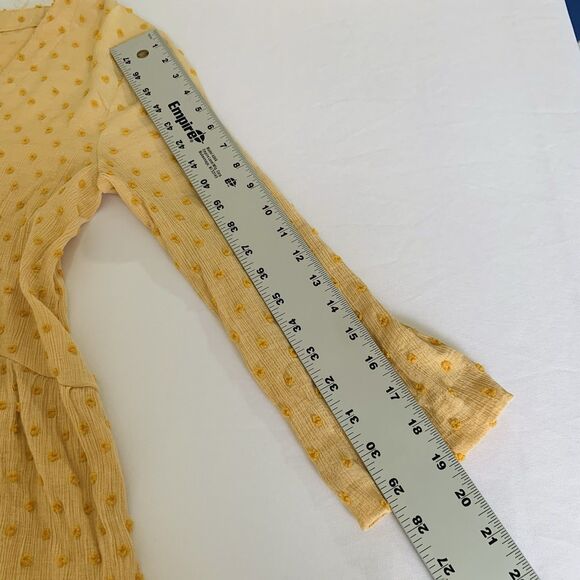 Entro Top Women M Sherbet Orange Mustard Dots Button Front Boho Peasant Flowy - Picture 7 of 8